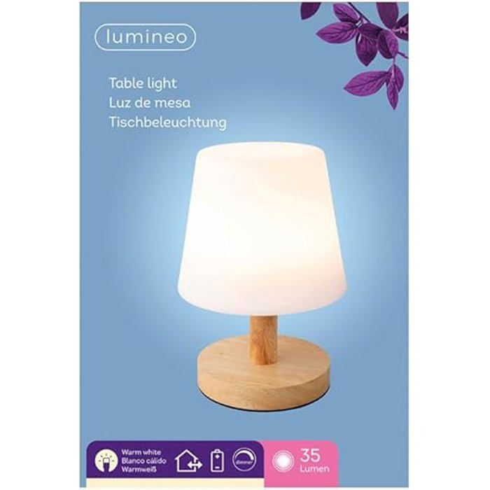 LED lampa - LUMINEO - 22cm - Dřevěný povrch - 35lm - IP44 - USB