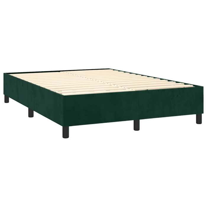 Lit avec sommier et matelas - Maison Exclusive - Velours vert foncé - 140x190cm - Tête de lit réglable