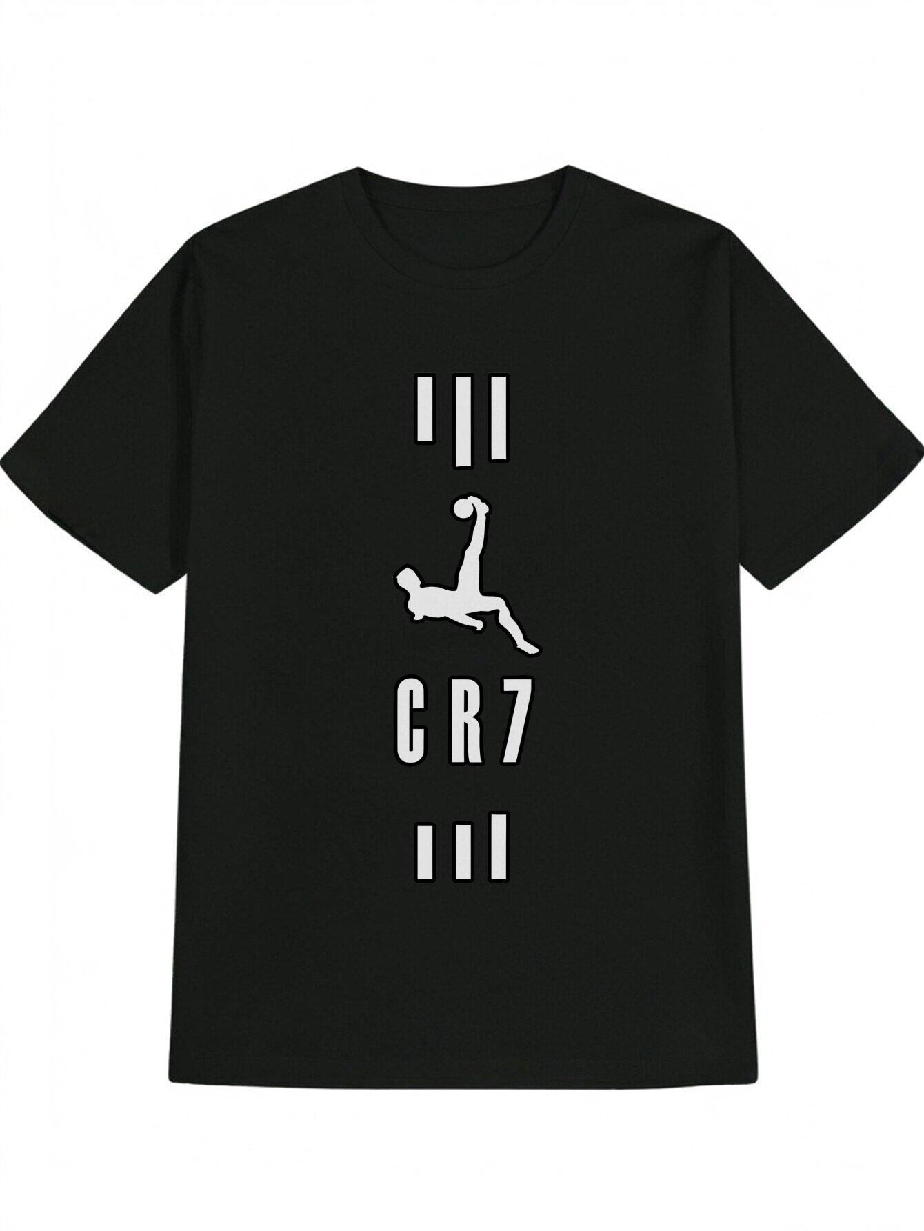 

Casual Black T-shirt with White CR7 Player Silhouette - Short Sleeve XL