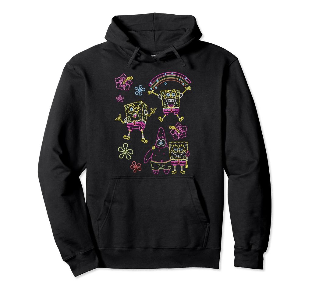Spongebob Squarepants Neon Floral Friends Hoodie