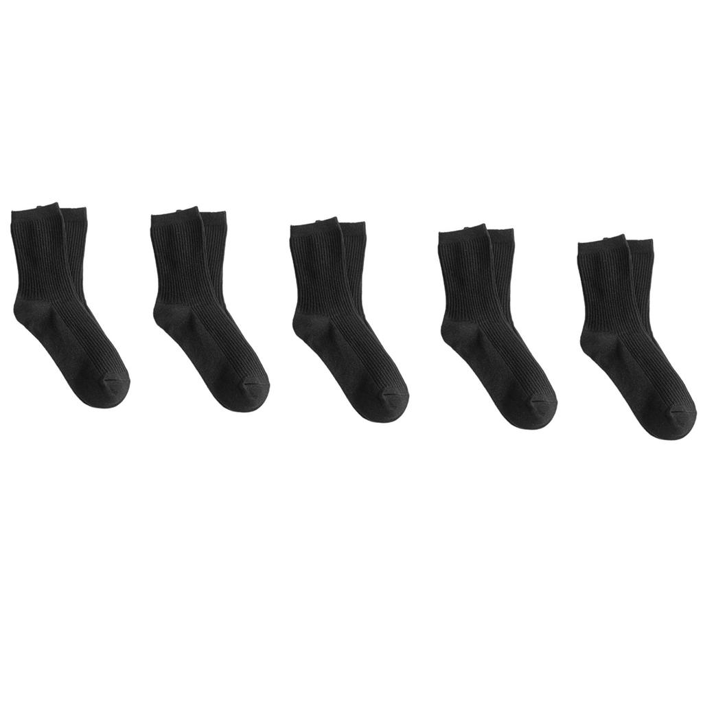 5 Pairs Men's Ribbed Knitted Athletic Socks Moisture Wicking Middle Calf Socks For Sports Enthusiasts Odor Prevention