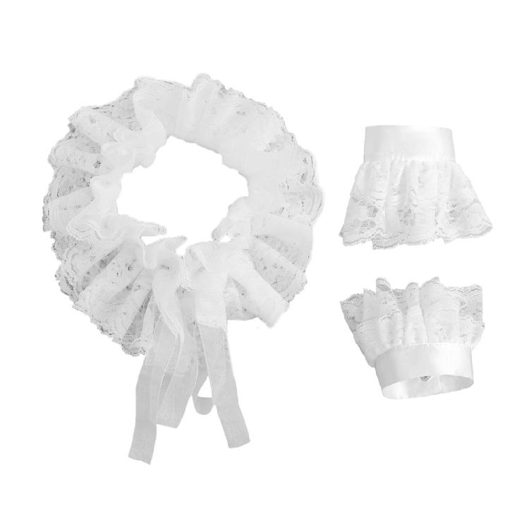 

Delicate Double Layer Lace Detachable Collar And Removable False Sleeve Set For Blouses Dresses Adjustable Tie Design 1