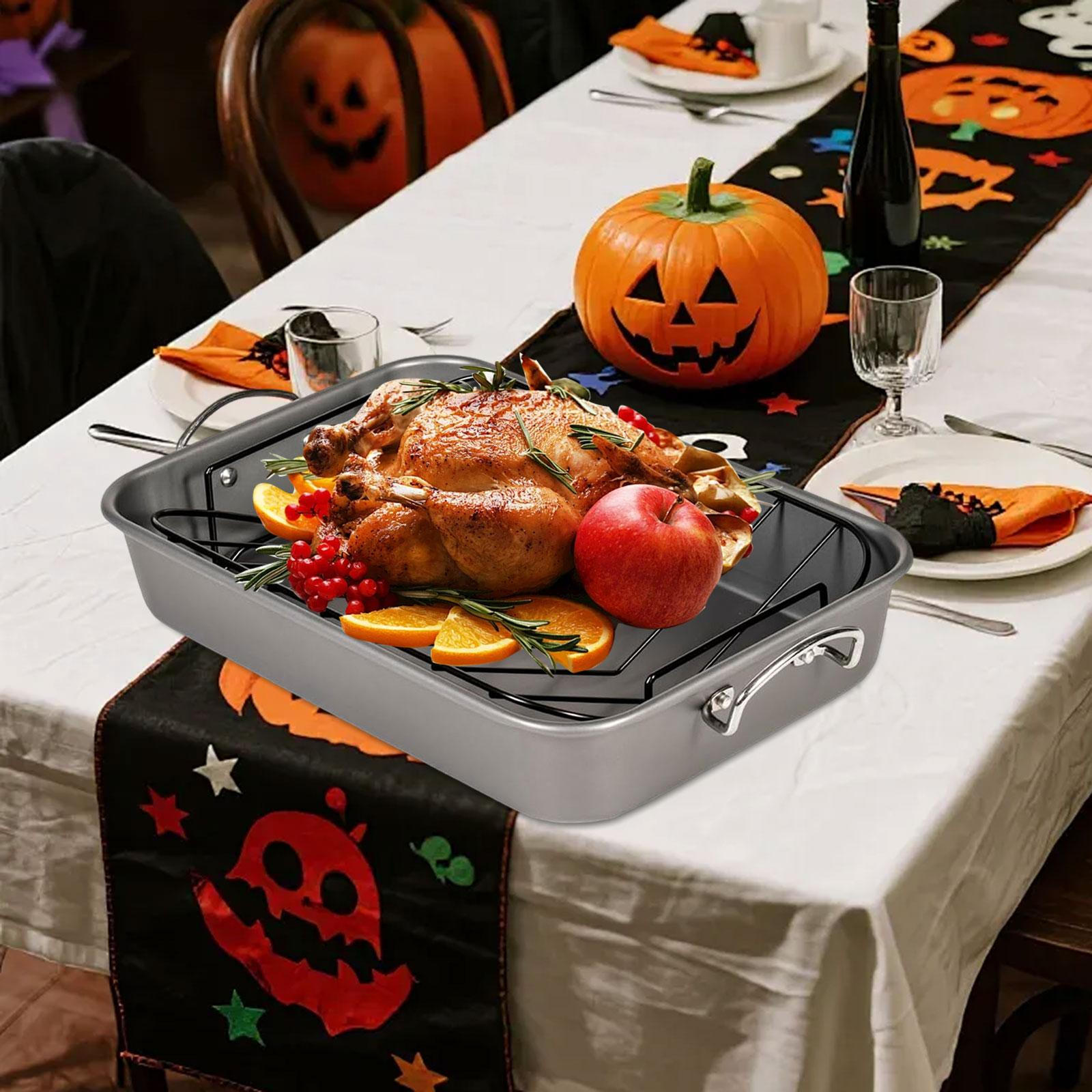 

Противень для жарки Противень для выпечки Антипригарный Большой Ростер для индейки с решеткой Форма для выпечки серый