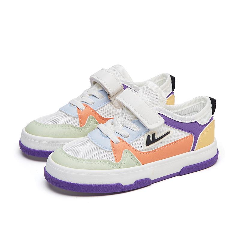 Warrior Fashion Versatile Trendy Classic Sports Casual Low-Top Kids Skate Shoes Kids Sneaker White Purple WZTH-079512