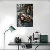 Steampunk Car In City Tinplate Poster Customized Wall Art Vintage Metal Signs Retro Tin Plaque for Bedroom Decoration Gaming
