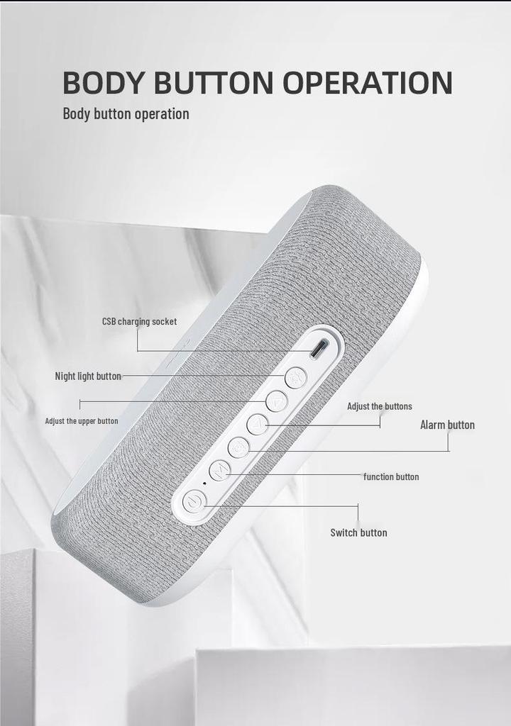 Multifunktionaler Bluetooth-Lautsprecher mit Wecker, kabellosem Ladegerät & Nachtlicht