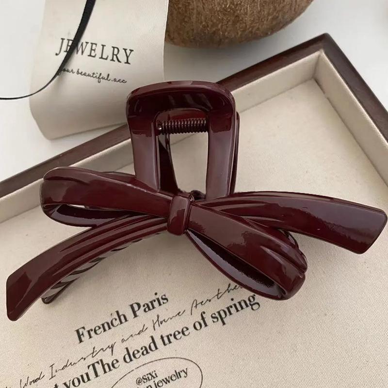 Melanoid Frosted Bow Large Claw Clip - Elegant High-End Hair Accessory for Women