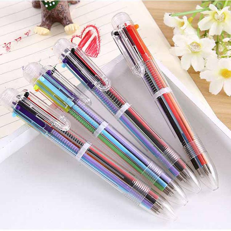 Cartoon Multi-color Ballpoint Pen Six In One Touch Color Personality Oil Pen Student Stationery 6 Color Pen