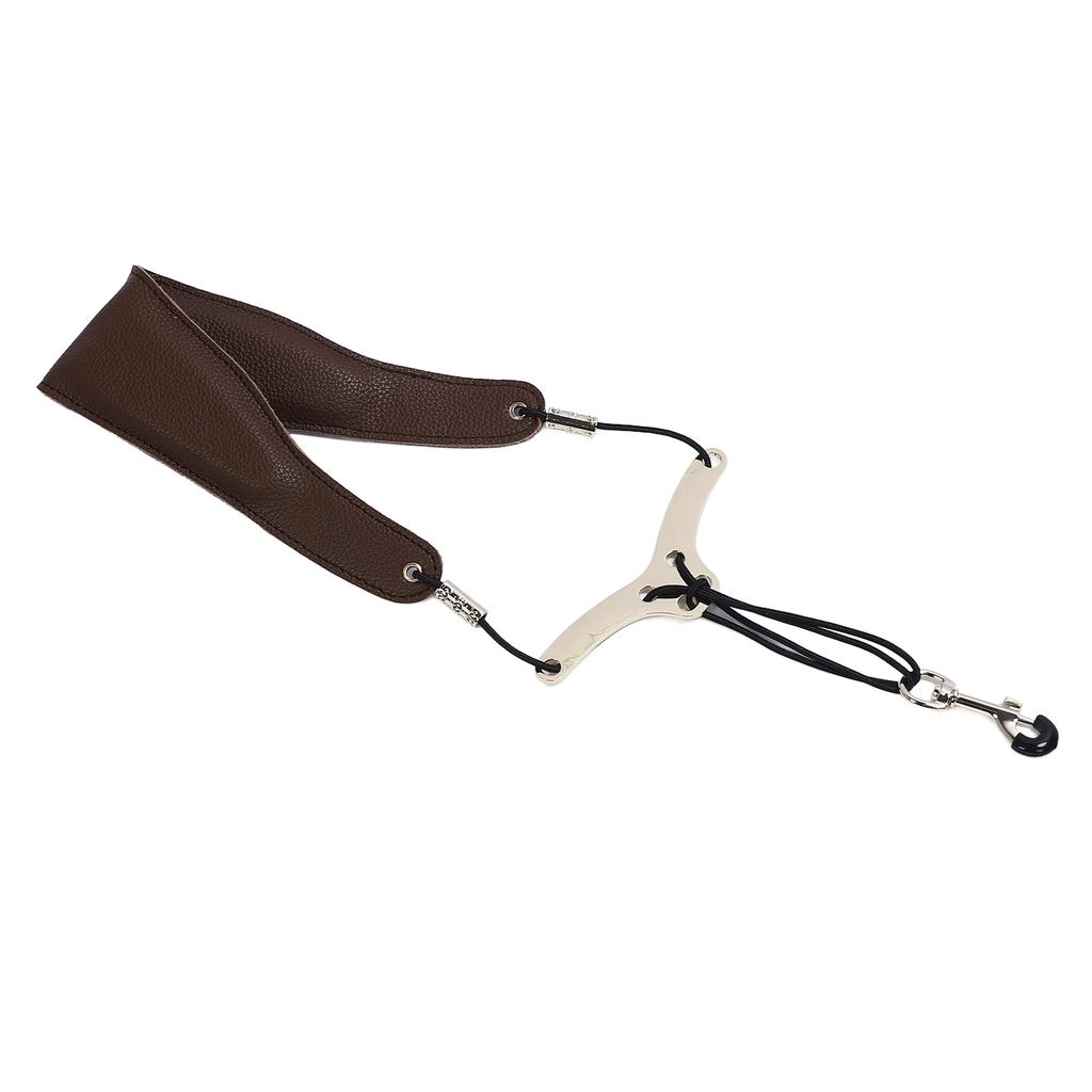 Saxophone Neck Strap for Alto Tenor Sax Breathable Adjustable Instrument Accessories with Metal Hook Brown