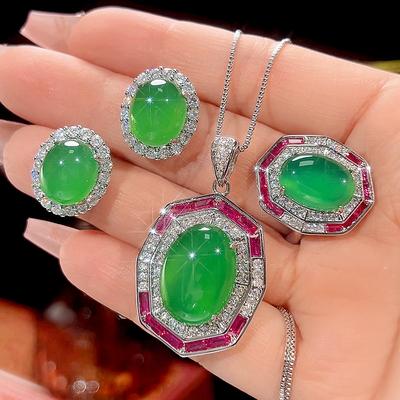 Schmuck Simulation Chalcedon Retro Leichter Luxus Set Hauptstein 13 * 18-10 * 14