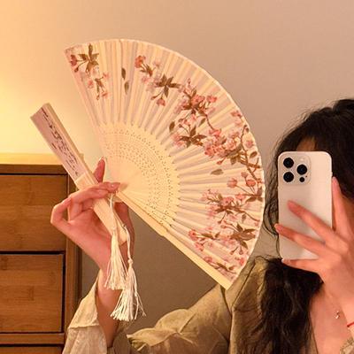 Summer Hanfu Qipao Ma Mian Qun Accessories: Portable Chinese-Style Dance Folding Fan