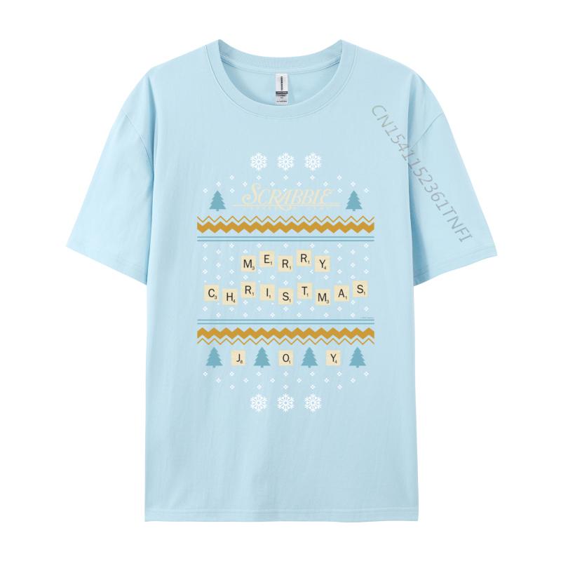 Christmas Letter Pieces Ugly Sweater T-Shirts Snow Scene Print Tops Tees Fashion Cotton Tees Custom New Tops & Tees