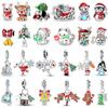 Christmas Charms Beads Copper Christmas Tree Snowman Elk Charm Fit Original Bracelet Pendents Women Party Jewelry