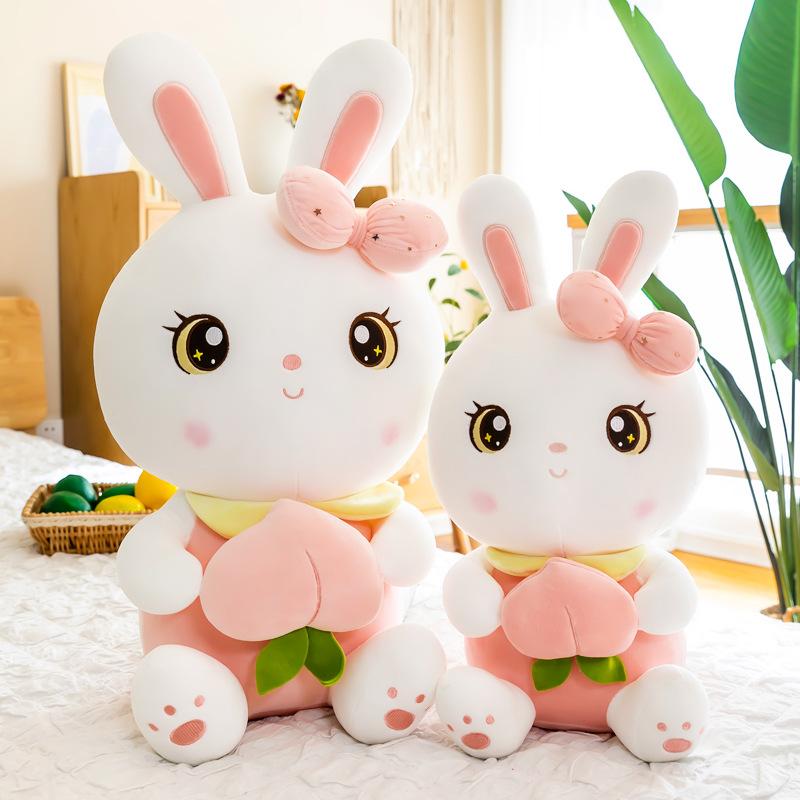 Cute Little White Rabbit Plush Toy Peach Rabbit Cloth Doll Rabbit Doll Throw Pillow Doll Birthday Gift