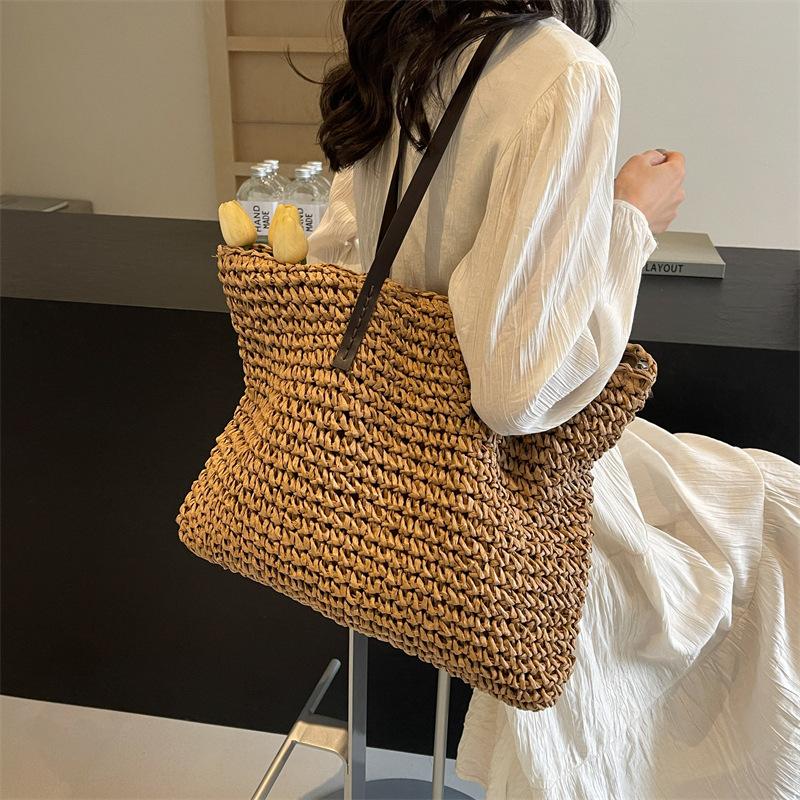 New Fashion Shoulder Big Bag Seaside Vacation Large Capacity Woven Tote Bag
