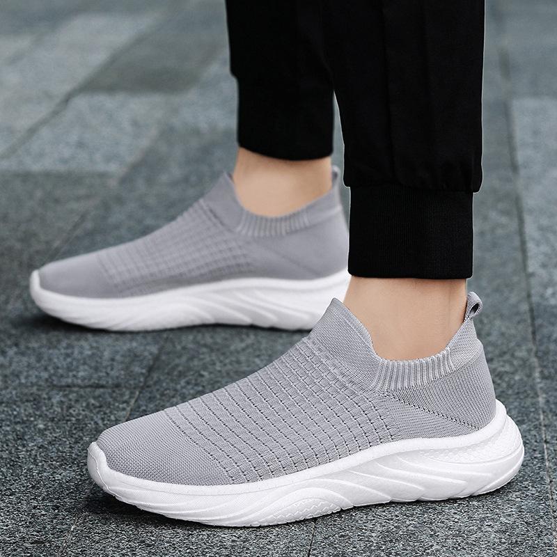 25 Spring Breathable Fly Weaving Casual Convenient and Comfortable Sports Shoes Couple Men's and Women's Socks Shoes One Pedal Shoes