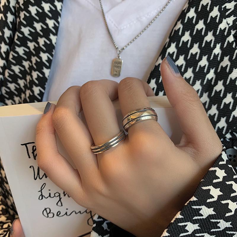 Stylish 925 Silver Open Ring With Artistic Lines And Retro Vibe Ideal For Wear Daily