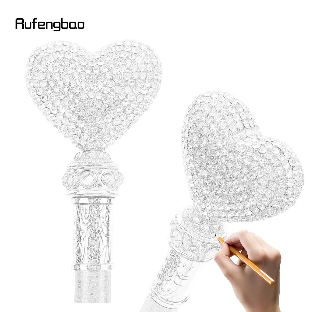 White Red Love Artificial Diamond Walking Cane Fashion Decorative Walking Stick Gentleman Elegant Cosplay Cane Crosier 97cm