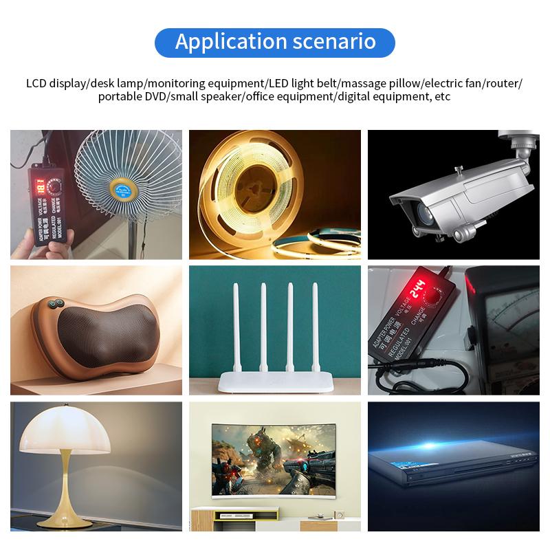 AC DC Adjustable Power Supply Adapter 3V-24V-3A LED Screen Display Voltage Various 3V 9V 12V 15V 24V 72W 8PCS Jack DC Connector