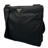 PRADA Triangular logo Shoulder Bag black unisex used
