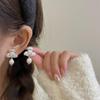Su Chuang S925 Sterling Silver Freshwater Pearl Flower Stud Earrings - Women's High-End Light Luxury Design.