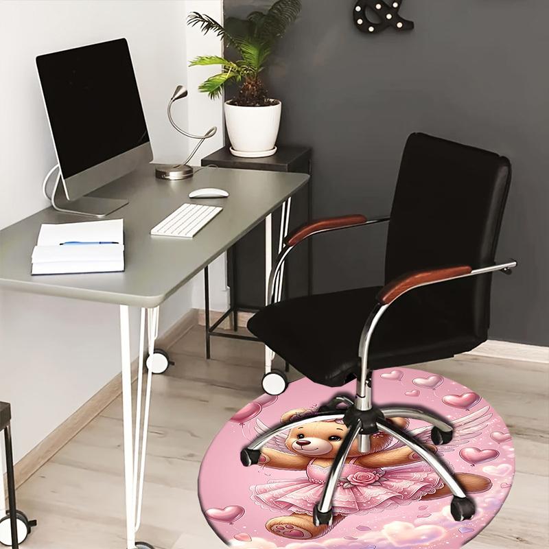 

1PC Bear Angel Non-Slip Floor Round carpet, Office, family, bedroom, Large Area Rug Indoor Rugs, Durable PolyesterH0346 80cm by 80cm