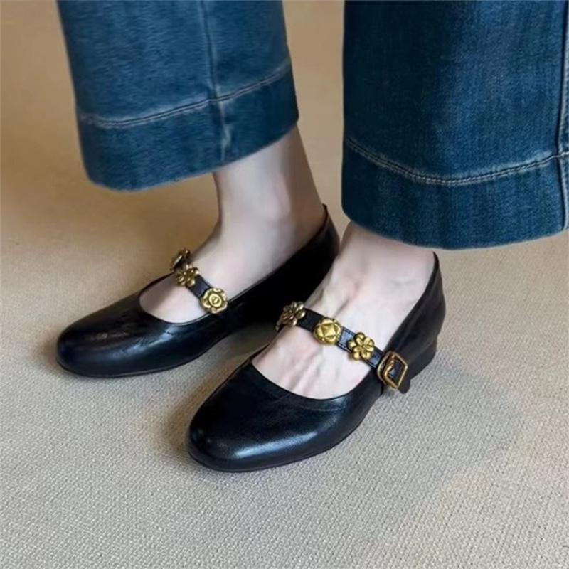 

Модная весенне-осенняя обувь Мэри Джейн с круглым носком и кристаллами для женщин, модная обувь на плоской подошве с неглубоким вырезом, женская обувь для вечеринок и платьев на низком каблуке 40