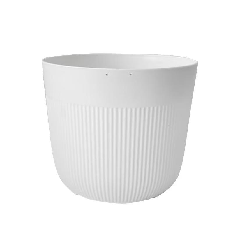Nordic Style Thickened White Vertical Stripe Flower Pot