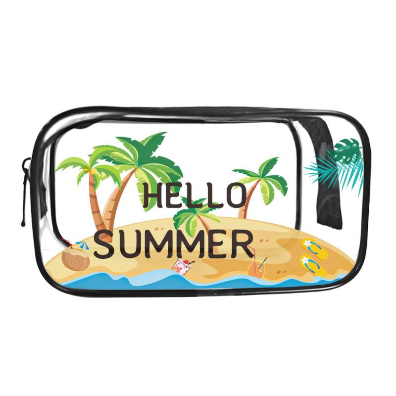 Spacious Cosmetic Bag Transparent Beach Style Portable Makeup Organizer Large Capacity for Travel Use