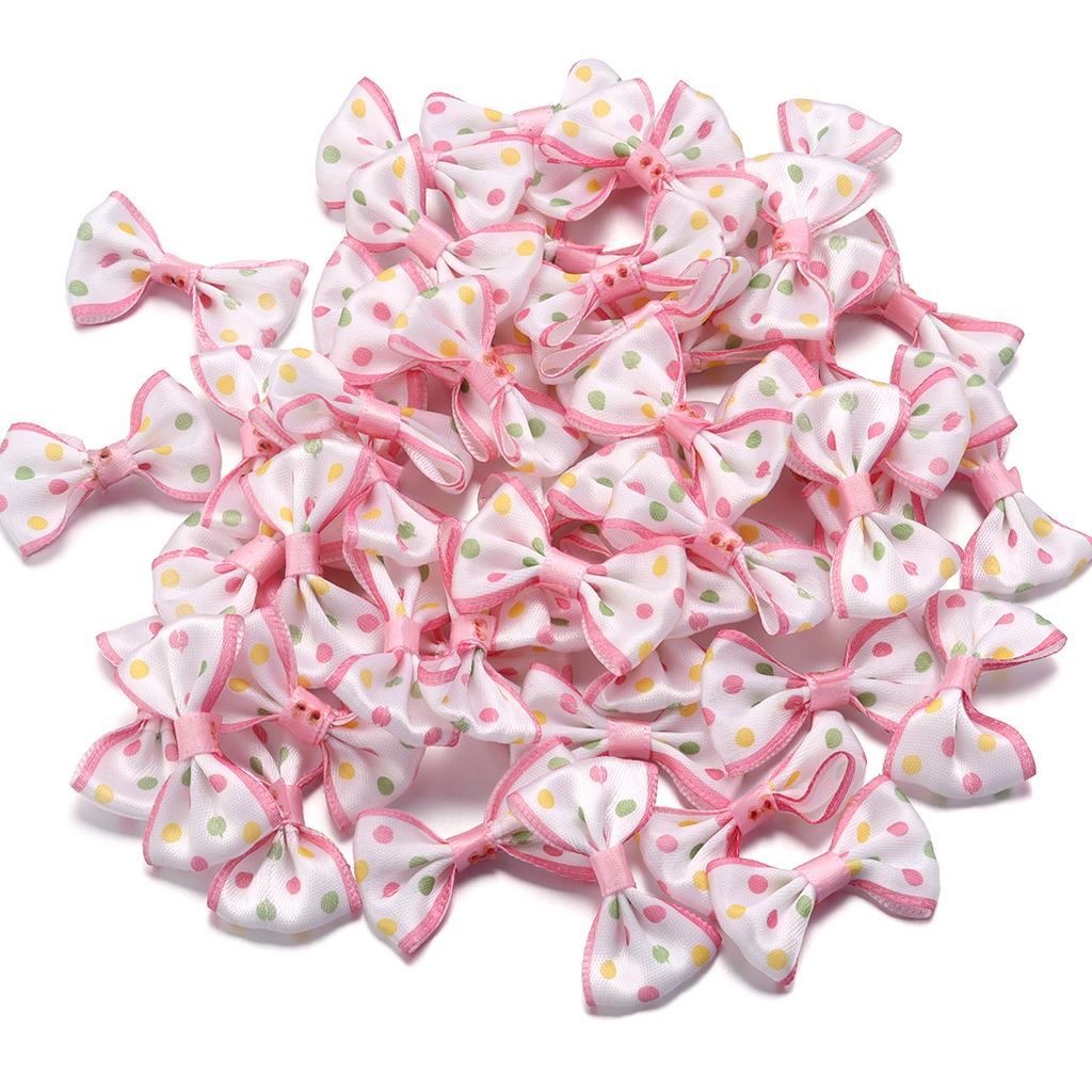 30pcs 2.7*3.7cm Polka Dot Polyester Ribbon Bows Colorful Mini Bowknots For DIY Clothing Sewing Hairpin Decoration Accessories