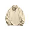 Mens Casual Solid Fleece Lined Long Sleeve Half Zip Stand Collar Polo Shirt