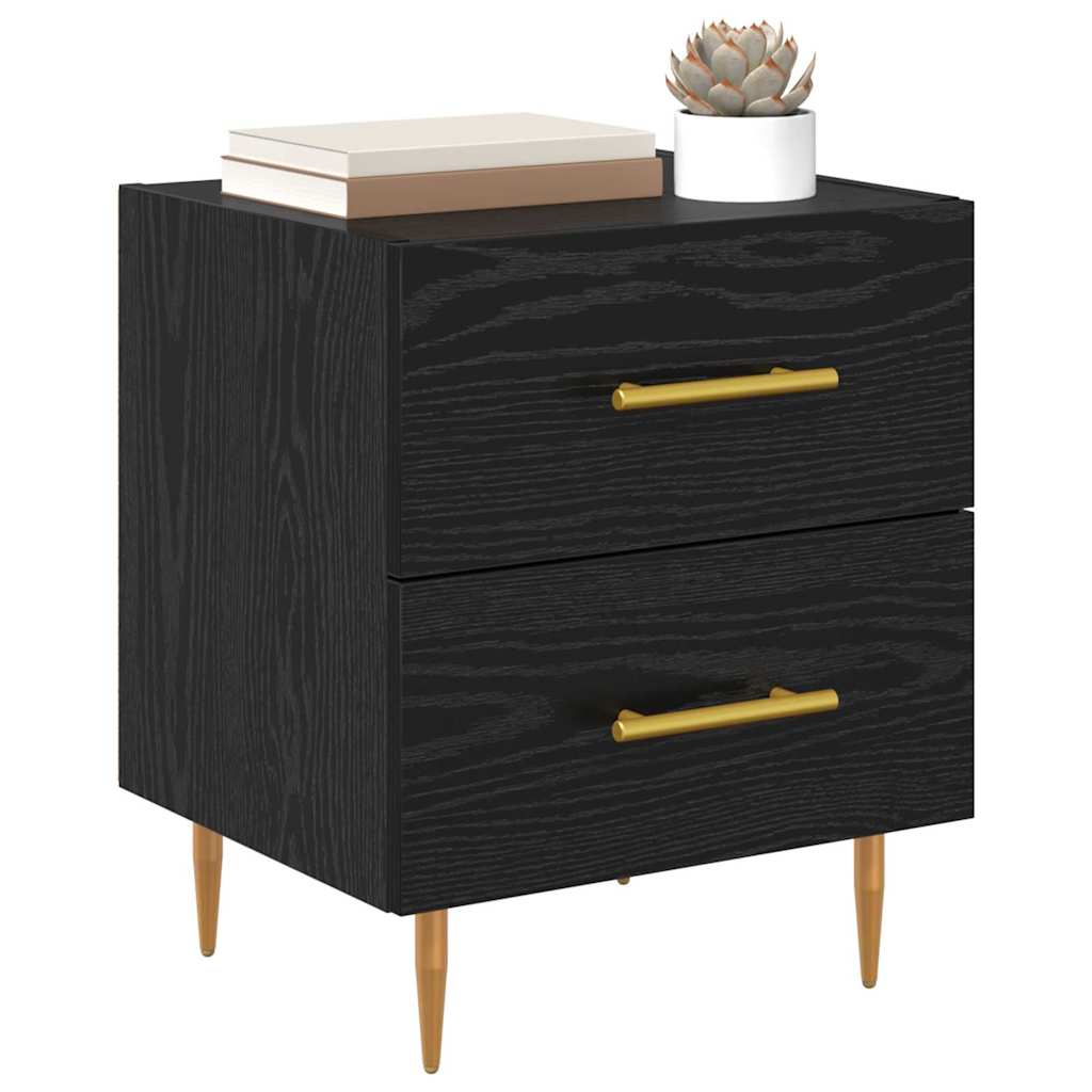 Nightstand Black Oak Effect 40 X 35 X 47.5 Cm Engineered Wood