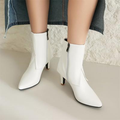Fashion Elegant Ankle Boots For Women Sexy Pointed Toe High Heels Short Boot Black White Red Party Dance Shoes Lady Large Size 48