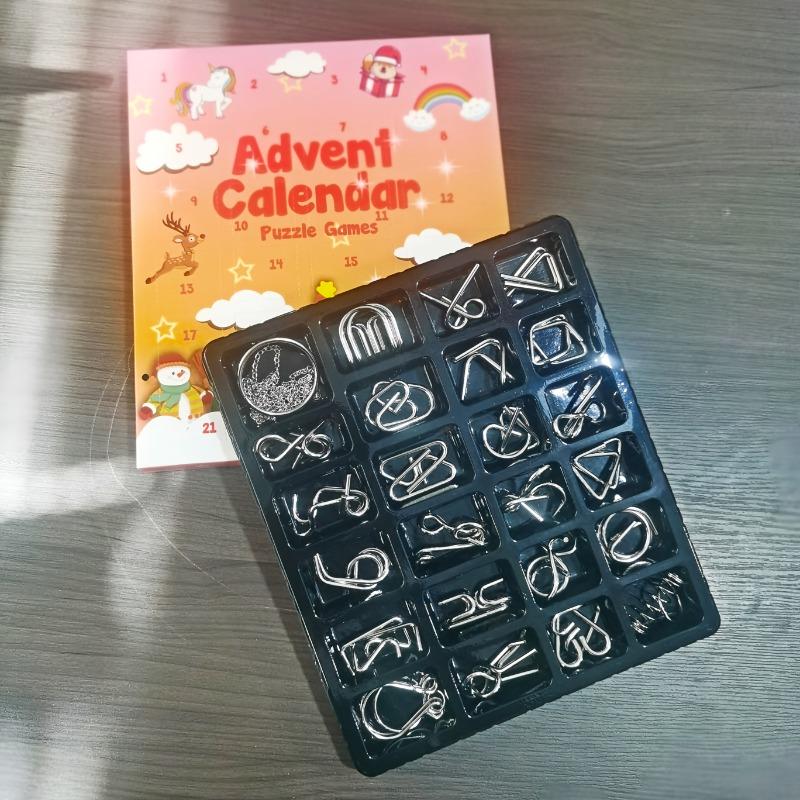 2025 Christmas Advent Calendar Blind Box Metal Puzzle 24-Day Countdown Calendar IQ Logic Handheld Games Holiday Xmas Gift Idea