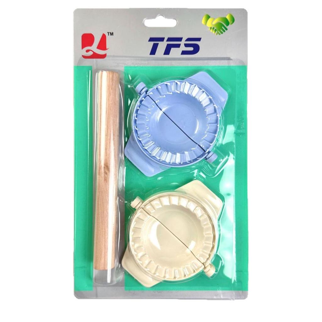 Dumpling Press & Rolling Pin Set: Food-Grade Swivel Mold 3-Piece Kit