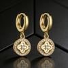 Exquisite Fashion Gold Color Copper Plant Earrings Luxury Cubic Zirconia Flower Dangle Earring Hot Sale Women Party Jewelry Gift