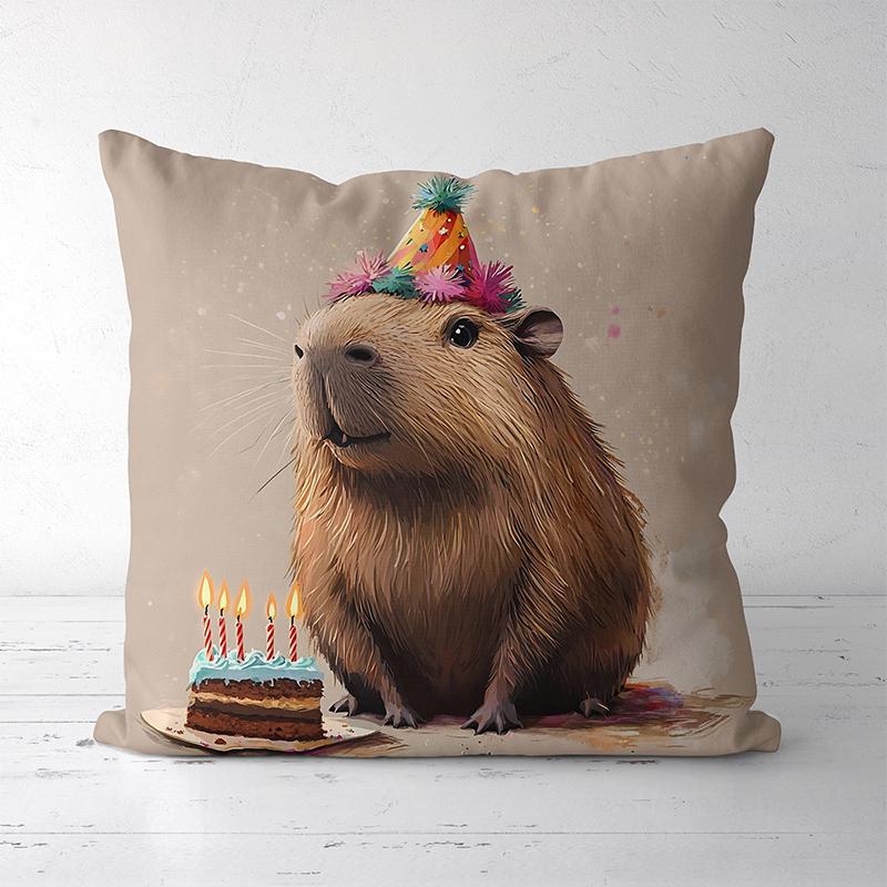Capybara Cushions with Festive and Cute Designs Square polyester pillowcase, modern sofa decorative cushion cover