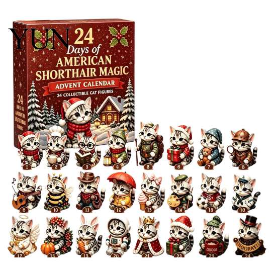 Acrylic Christmas Blind Box 2026 Advent Calendar, 24-Day 2D Ornament Set with Tree Hanging Decor Animal Figures, Decor, Holiday Gift for Kids