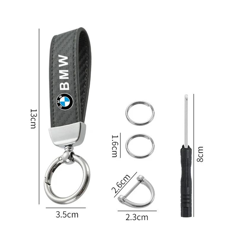 2025 Carbon Fiber Car Keychain Ring Leather Emblem Keyring For BMW 1 2 3 4 5 7Series X1 X3 X4 X5 X6 X7 F10 F20 F30 G20 G30 F
