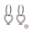 100% 925 Sterling Silver Rose Gold Heart Geometric Pave CZ Hoop Earrings For Women Wedding Engagement Birthday Jewelry Gift 2023