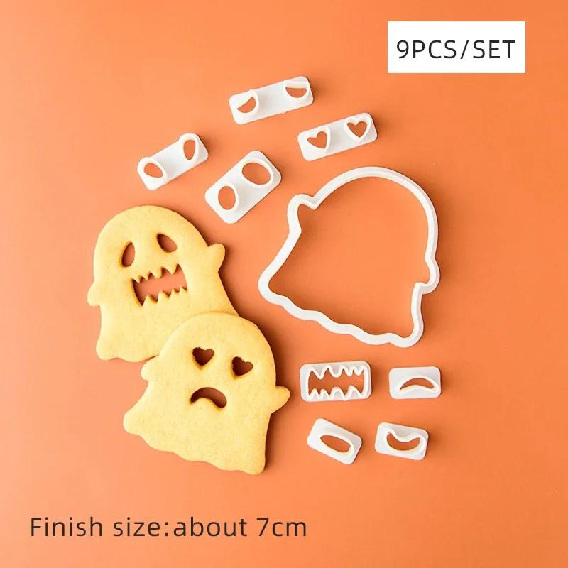 9Pc Halloween Pumpkin Head Biscuit Mold Funny Pumpkin Expression Cookie Cutter Set Fondant Sugar Craft Mold Cake Decoration Tool