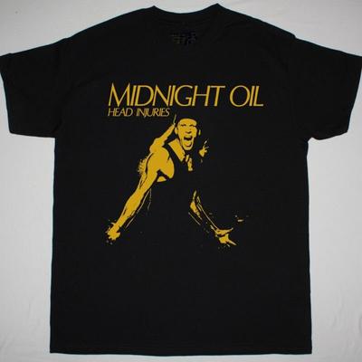 Vintage Midnight Oil Zranění hlavy Krátký rukáv Bavlna Černá S-4XL Košile CM221 Unisex Tričko