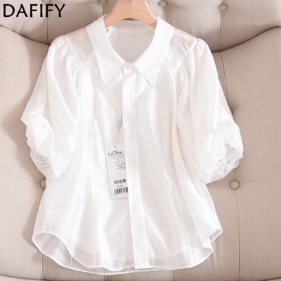 Women's Fashion Casual Summer Spring Solid Color Print Short Sleeve POLO Neck Blouses & Shirts