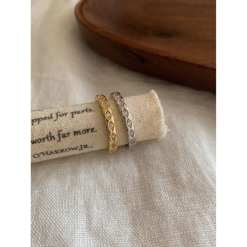 Elegant Korean Style Minimalist Diamond Shaped Adjustable Copper Ring For Women