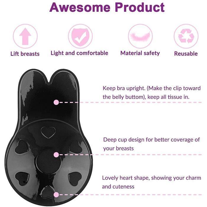 Selbstklebende Push-up BHs Trägerlose BHs Wiederverwendbar Unsichtbarer BH für Damen (Schwarz)