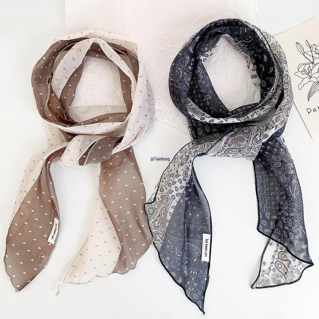 Nischenstilvoller Seiden-Farbblock-Schal - Vielseitiges dünnes Band für Hals oder Taille