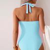 Sexy One Piece Swimsuit Women's Swimwear Lace Up V-Neck Monokini Bow Beachwear