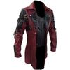 Steampunk Men's Gothic Trench Coat Leather Jacket Punk Style Biker Jacke Autumn Winter Motocycle Jacket