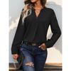 Autumn Women's Long-sleeved Casual Loose V-neck Shirt For Women's Office Commuting Fashionable Temperament Versatile Style Shirt