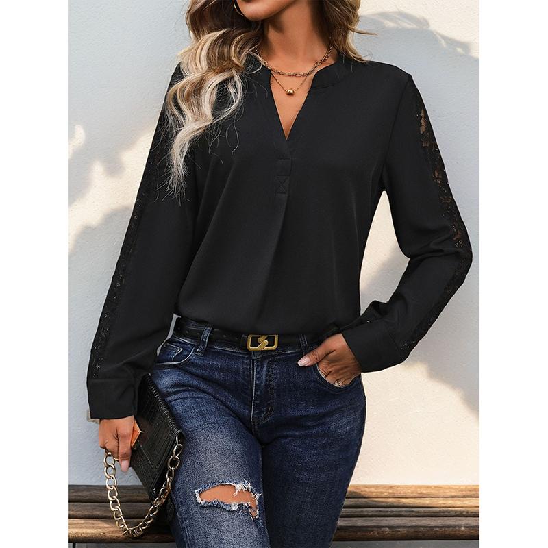 Autumn Women's Long-sleeved Casual Loose V-neck Shirt For Women's Office Commuting Fashionable Temperament Versatile Style Shirt